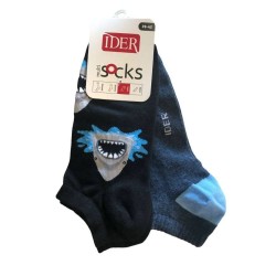 Kid's Cotton Shark Patterned Shoe Line Socks Set Of 2 Pairs Ider