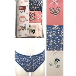Cotton Floral/Butterfly/Heart Patterned Briefs For Girls Set Of 3 Pieces Ider