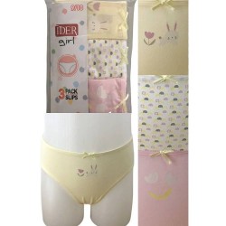 Cotton Flower/Rabbit Patterned Briefs For Girls Set Of 3 Pieces Ider