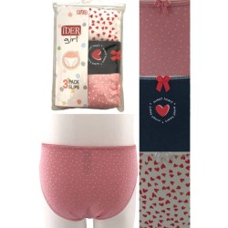 Cotton Dots-Hearts Patterned Briefs For Girls Set Of 3 Pieces Ider