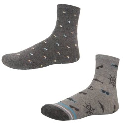 Men's Ankle Patterned Socks Set Of 2 Pairs D.Grey/L.Grey Ysabel Mora